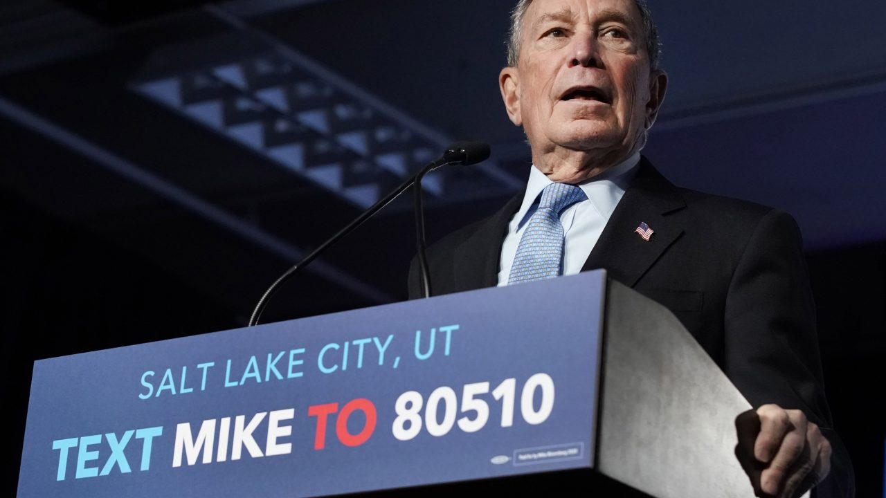 Mike Bloomberg speaks to supporters at a rally on Feb.20, 2020 in Salt Lake City, Utah.